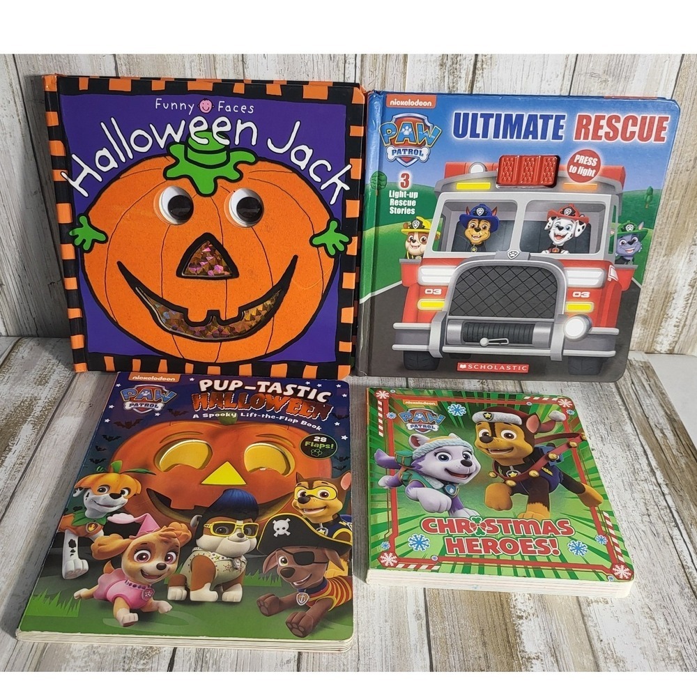 4‎ Paw Patrol Halloween Christmas Sound Books Lot Funny Faces Jack Bundle